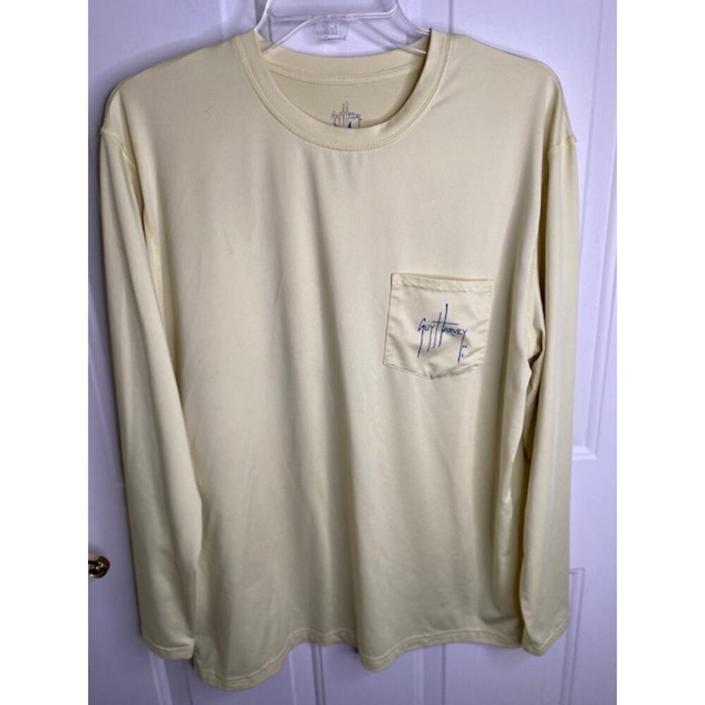 Guy Harvey Mens UPF 30 Sun performance yellow long sleeve shirt Sz Small